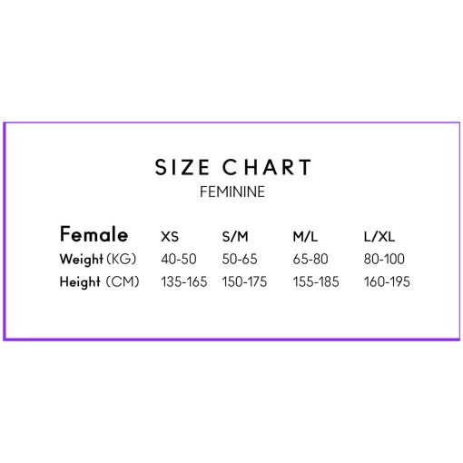 Feminine Size chart UK KG