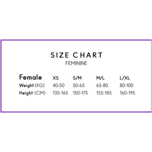 Feminine Size chart UK KG