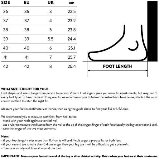 0202010 ultimate vff size chart women